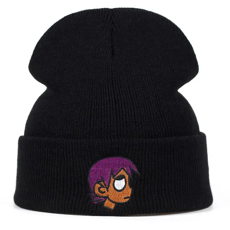 Черный Новинка года. Зимняя шапка LIL UZI VERT. Женская и мужская шапка Skullies черного и серого цвета. Женская Шапка-бини белого цвета. Теплая вязаная шерстяная шапочка - Цвет: Черный