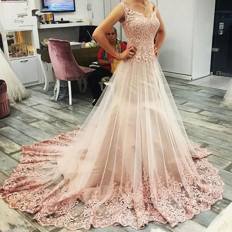 

Boho Vestido De Noiva Muslim Wedding Dresses A-line Sweetheart Tulle Appliques Lace Dubai Arabic Wedding Gown Bridal