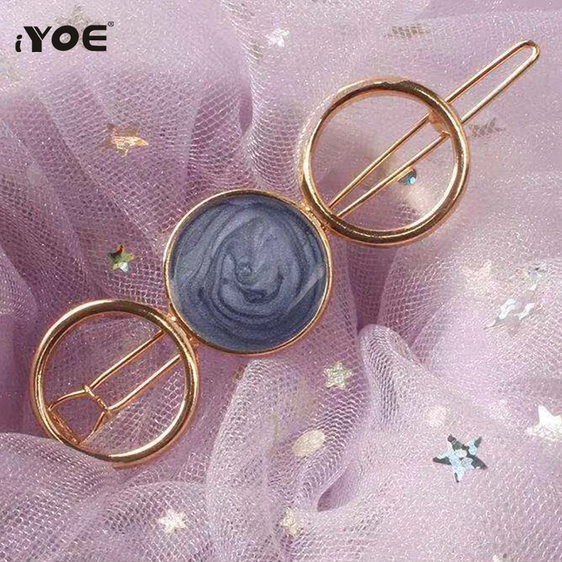 IYOE Звезда Круглый Круг зажимы шпильки для волос женщин девочек акриловая смола