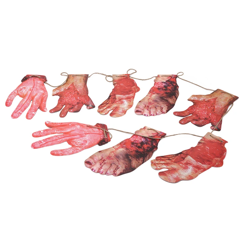 8pcs/set Rotten Hands And Feet Saber Horror Spooky Halloween Party Banner Haunted House Hanging Garland Pendant | Дом и сад