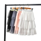 Длинная юбка в виде капкейка для девочек 2 - 12 лет, пляжная одежда, кружевные тюлевые винтажные юбки с оборками, белые и черные вечерние танцевальные юбки