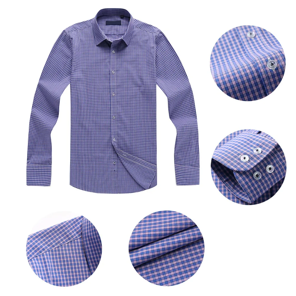 YUNCLOS клетчатые мужские рубашки с длинным рукавом и отложным воротником Camisa Masculina