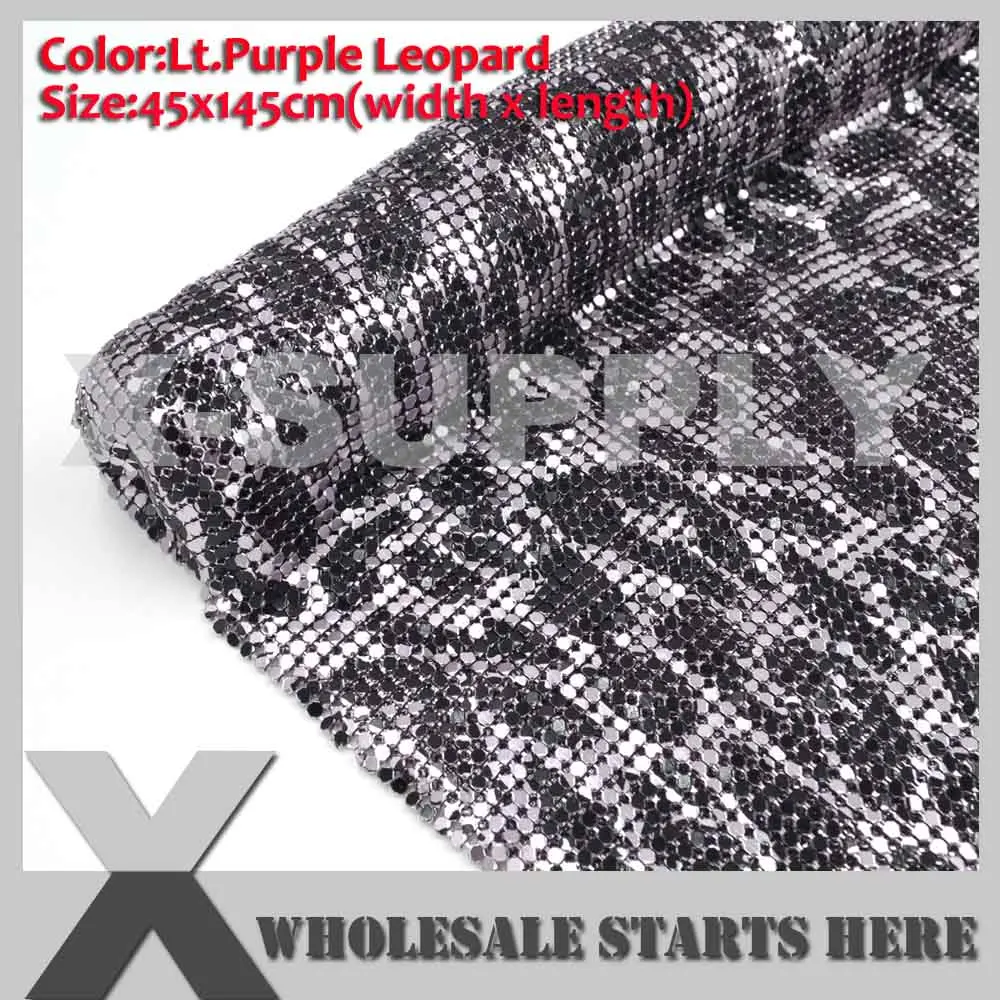 Lt.Purple Leopard Металлическая алюминиевая ткань, Сетчатое покрытие, без железа, клеевая подложка, используется для бюстгальтера, свадебные вечерние платья, вечерние, покрытия - Цвет: Lt.Purple Leopard