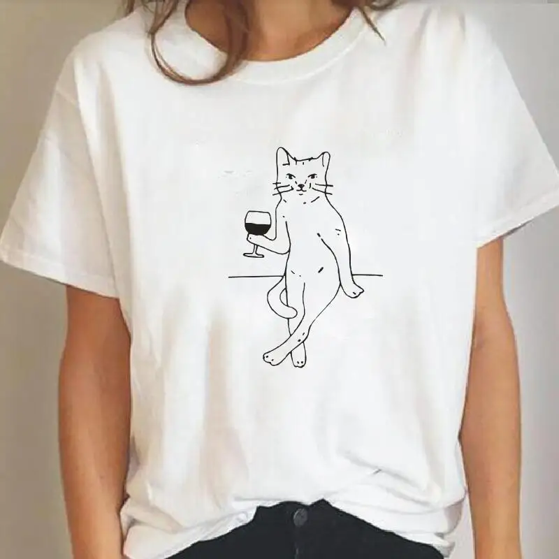 Женская футболка с коротким рукавом и круглым вырезом повседневный топ принтом