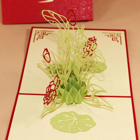 5 шт. объемные открытки с рисунком лотоса | Дом и сад