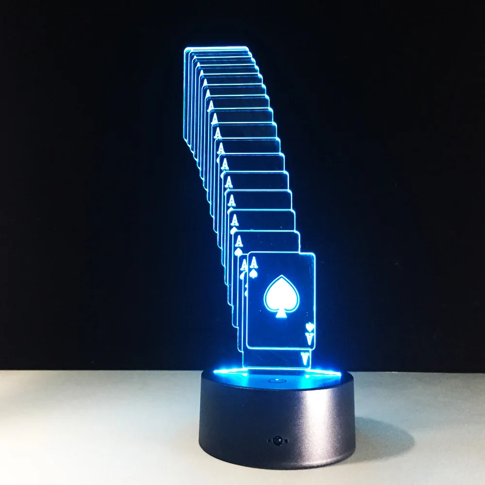 Складной покер 3D лампы 7 цветов изменить стол светильник USB светодиодный Батарея