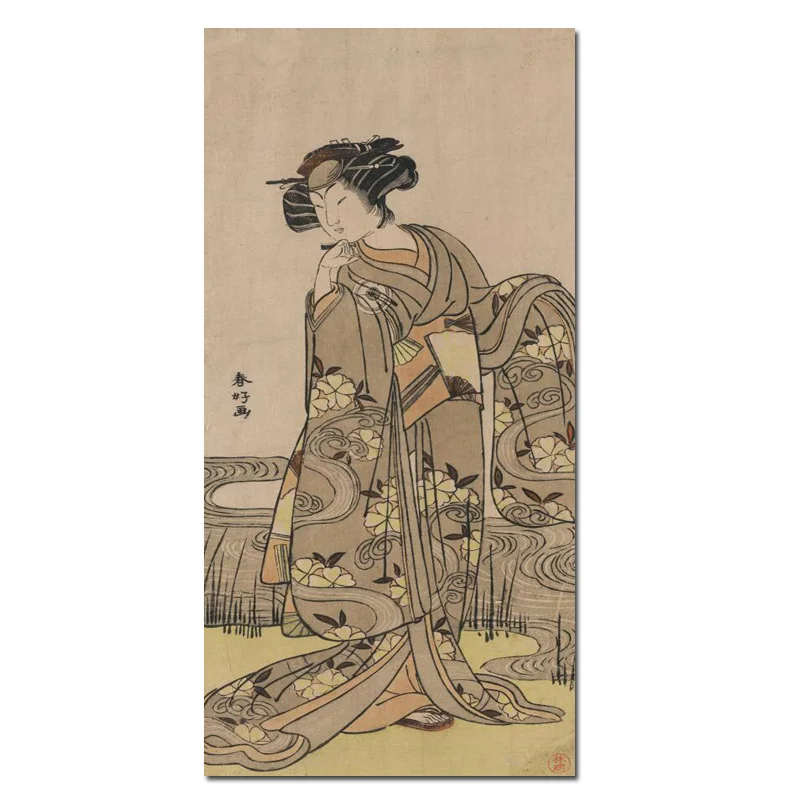 Настенная картина с принтом и постером Классическая японская портрет кимоно
