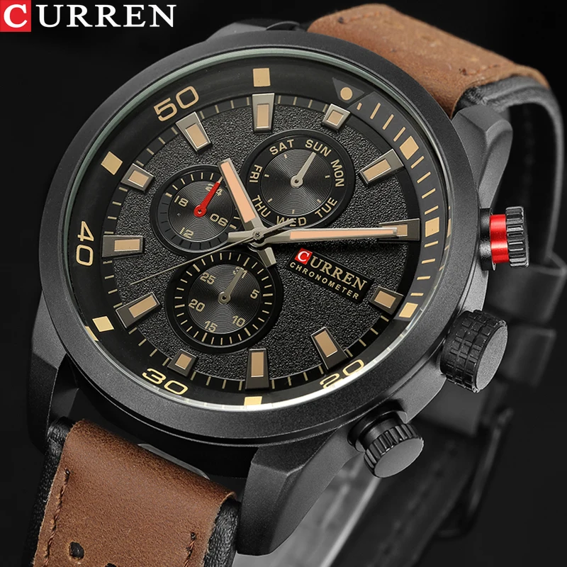 

Top Brand CURREN Men Watch Fashion Waterproof Quartz Watch Military Leather Sports Male Watches Man Clock Relogio Masculino