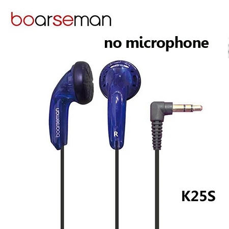 Boarseman K25 наушники-вкладыши Hifi Музыкальная гарнитура наушники с плоской головкой с шумоподавлением 3,5 мм бас стерео для телефона auriculares - Цвет: blue no microphone