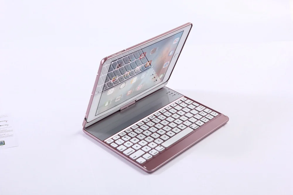 Для iPad Pro 9,7 360 градусов вращение беспроводной Bluetooth клавиатура чехол с 7 цветов светодиодный подсветка