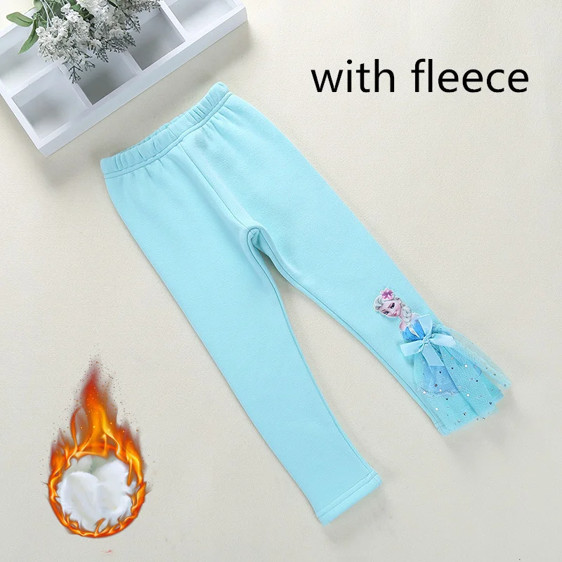 pants wiht fleece-6 Штаны для малышей, коллекция года, флисовые детские штаны-колокольчики, весенние леггинсы для девочек с героями мультфильмов Анна, Эльза, София, принцесса, штаны с вышивкой - Цвет: pants wiht fleece-6
