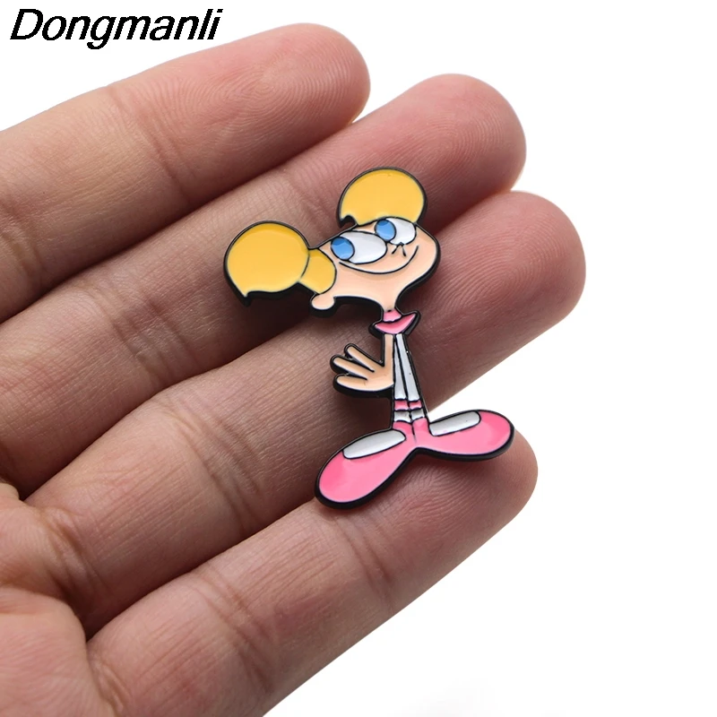 P3284 Dongmanli Dexter's Lab эмалированная булавка броши мультфильм креативная металлическая брошь булавки Джинсовая Шляпа значок воротник ювелирные изделия 1 шт