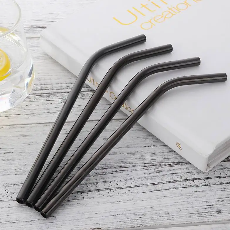Black-150Pcs 150 шт 8 мм изогнутые соломинки с 30 чистящей щеткой DHL/UPS из нержавеющей стали, многоразовый бар аксессуары - Цвет: Black-150Pcs