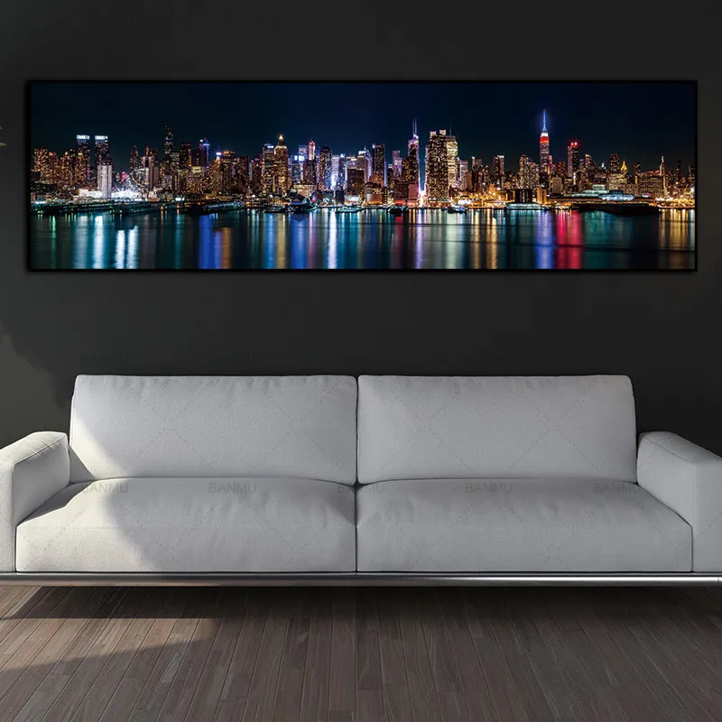 

Poster canvas painting wall picture city night landcape art print canvas posters wall art Painting home decor for living room