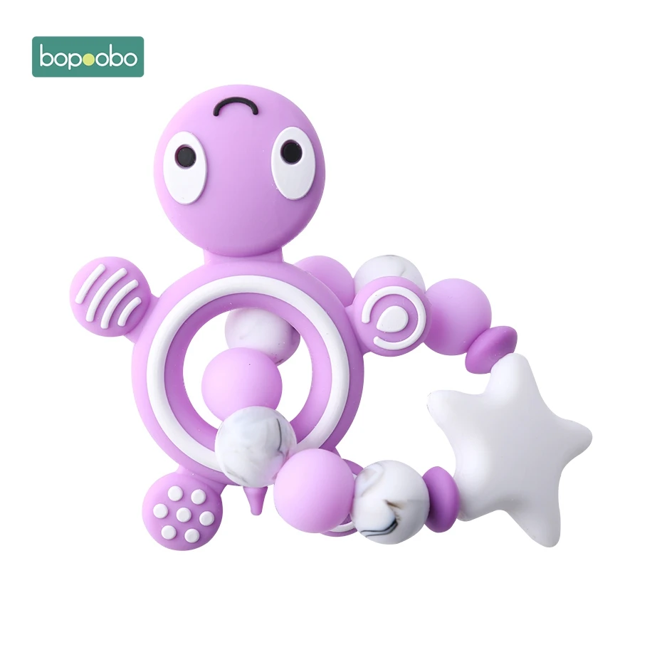 Purple Turtle Bopobo 1 шт., силиконовый грызун, Детские Прорезыватели для зубов, бусины, силиконовые перламутровые Прорезыватели для прорезывания зубов, силиконовые Черепашки, детский Прорезыватель для зубов из пищевого силикона - Цвет: Purple Turtle