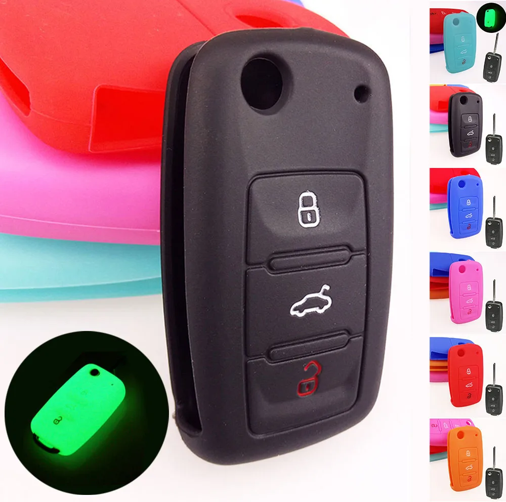 Силиконовый ключ с откидной крышкой подходит для Vw Golf Polo Passat Skoda Octavia Seat Ibiza Altea Toledo