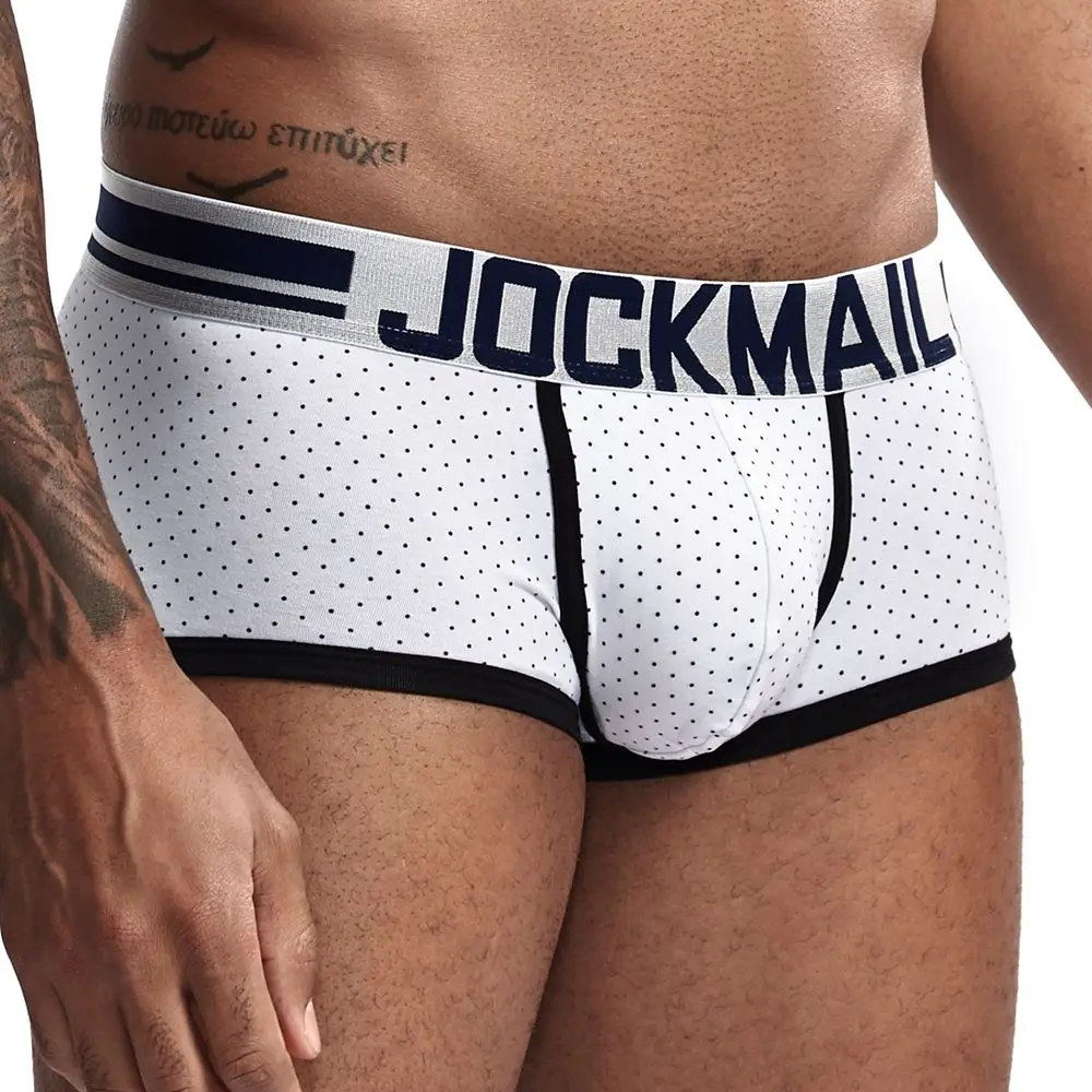 JOCKMAIL, мужские трусы, дышащие боксеры, хлопковое Сетчатое Мужское нижнее белье, u-образный выпуклый мешочек, сексуальные трусы, набивные листья, домашняя одежда, шорты