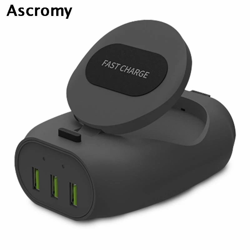 Быстрое беспроводное зарядное устройство Ascromy 10 Вт 3 usb порта Индуктивная