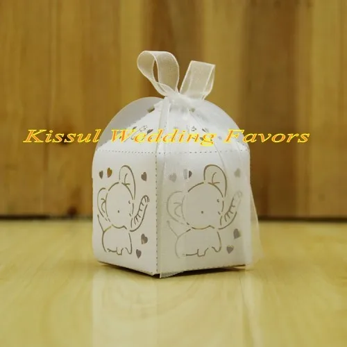 (10 шт./лот) Детская лазерная резка слоненка бумажная коробка для детского дня