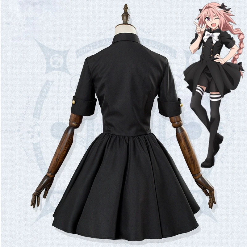 Fate/Apocrypha FGO Косплей Astolfo Черное женское платье костюм летние вечерние платья