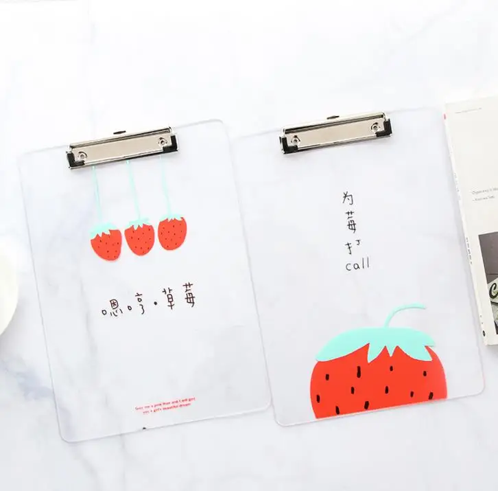 1 шт. Kawaii PP Clipboard прозрачная доска для письма PP A4 папка клип Студенческая канцелярская папка Estojo Escolar