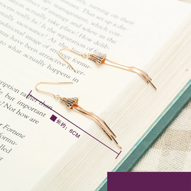 Серьги из чистого золота 18 карат 750 пробы с кисточками классические ювелирные