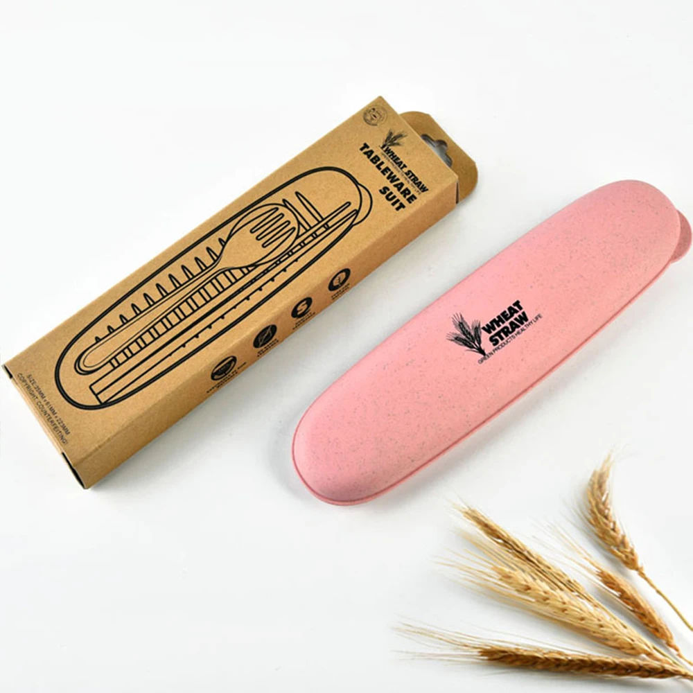 3 шт./компл. Портативные Наборы Посуда Экологически Чистые и Разложению Пшеничной