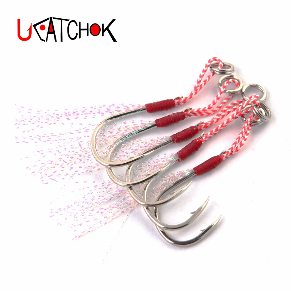 10pcs/pack Gamakatsu jigging fishing hook assist boat jig feather rope overweight accessory | Спорт и развлечения