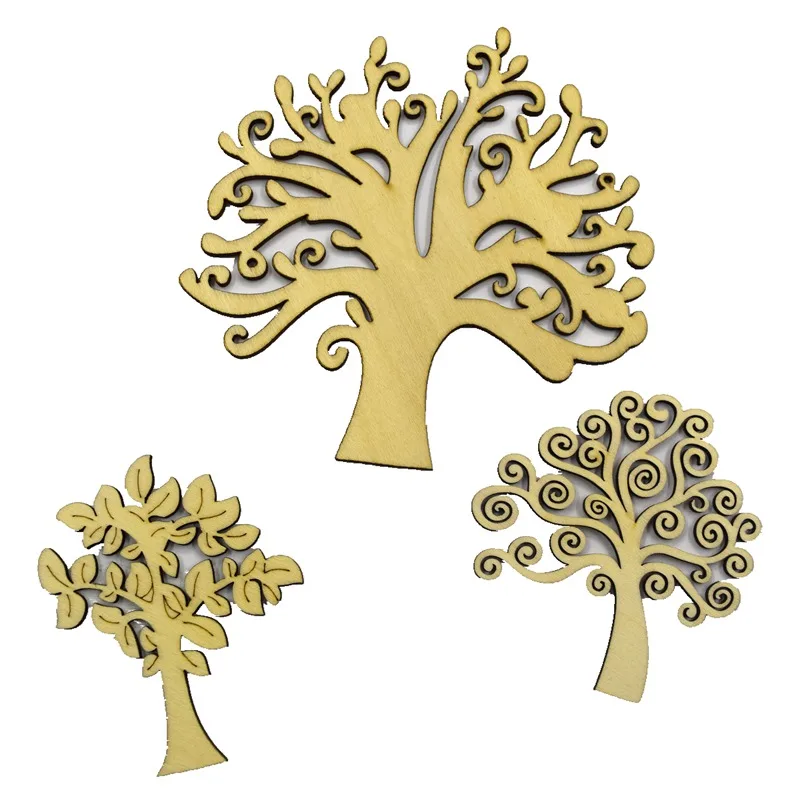 Пустые деревянные украшения в виде дерева для поделок сделай сам 2 шт. вечерние
