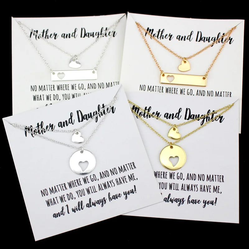 (Комплект) колье с Луной и звездой ожерелье цепочкой в виде сердца для мамы дочки