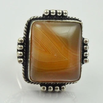 Ботсванские Агаты серебряное кольцо накладное из меди размер США 6 25 R2434|agate ring|ring
