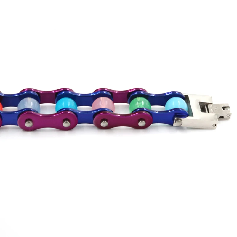 High Quality Jewelry Fashion Stainless Steel Bike Bracelet Women purple blue Biker Bicycle Motorcycle Chain Bracelets Bangle | Украшения и