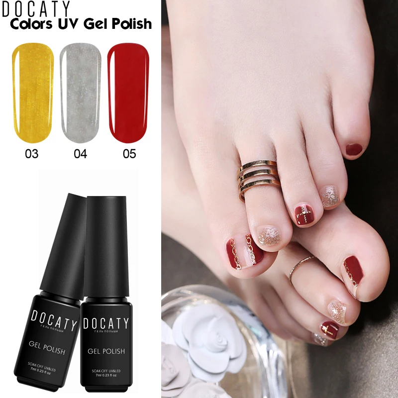 Docaty уф soak Off гель лак для ногтей Long Lasting Nail Лаки DIY постоянными 24 Блеск Цвета