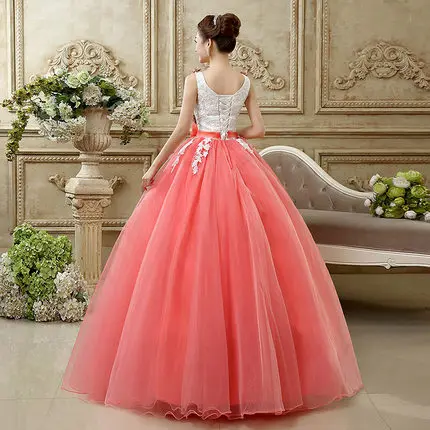 В наличии Дешевые Quinceanera платья Vestidos De 15 Anos Жемчуг Тюль 3D Цветы Румяна Розовый