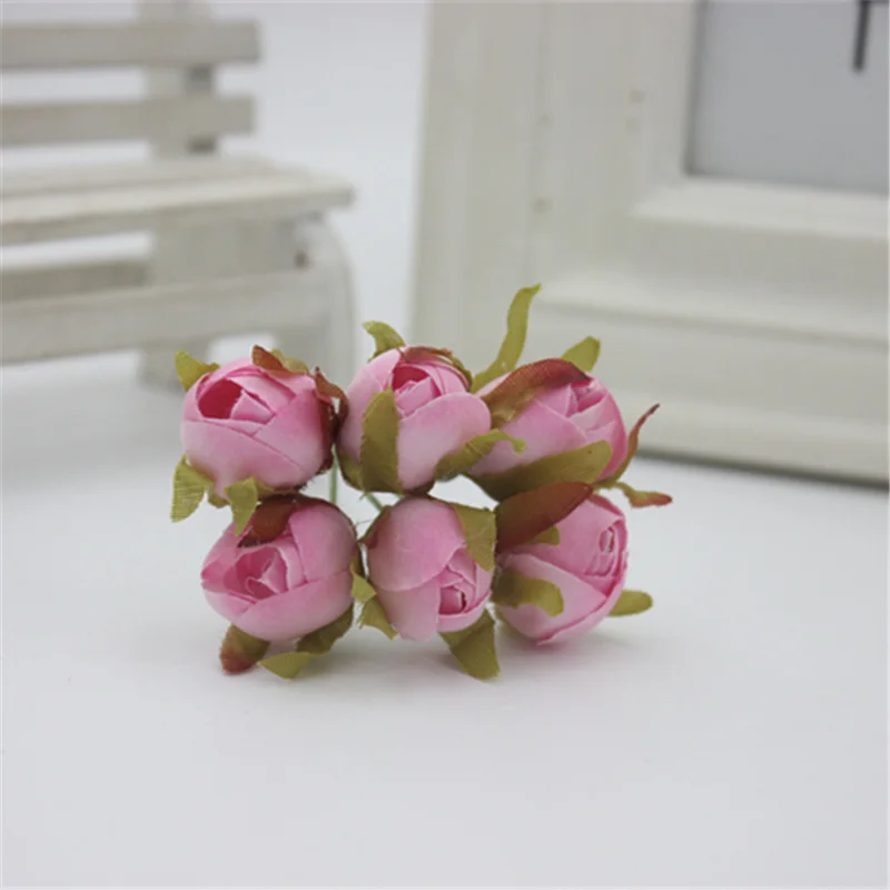 6 шт./лот 1 5 см мини шелковая искусственная Роза Цветы Букет свадебное украшение