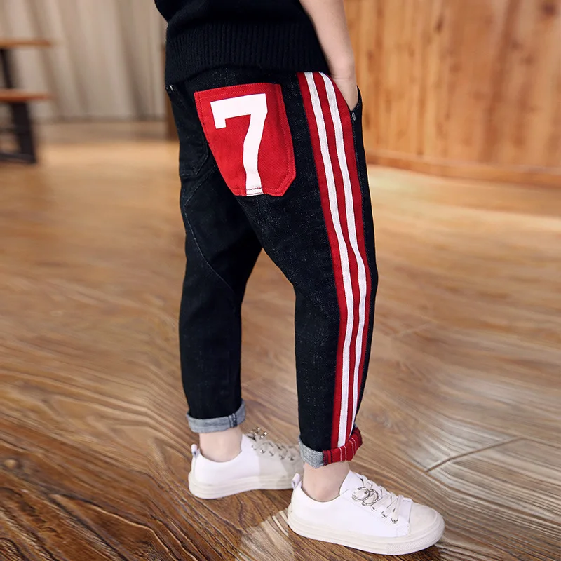 Осень зима 2017 детские джинсы плотные брюки для мальчиков теплые повседневные