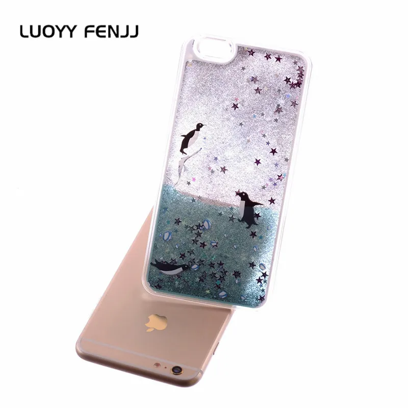 Милый чехол LUOYY FENJJ с зыбучим песком для iPhone 6 6s 7 Plus 5 5S SE телефона из жидкого