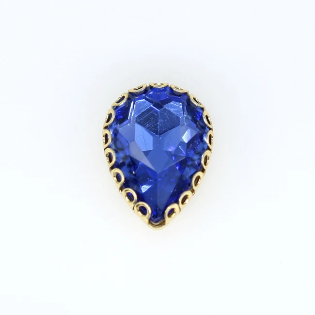 mid sapphire Новинка, все размеры, КАПЛЕВИДНАЯ капля, пришивные стразы из хрустального стекла, драгоценные камни, Золотая основа, кружевная коготь, аксессуары для одежды Diy - Цвет: mid sapphire