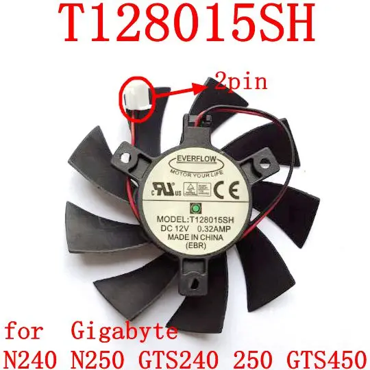 Бесплатная доставка 2pin T128015SH 40mmx40mmxmm для Gigabyte N240 N250 GTS240 250 GTS450 видеокарты EVGA GTX650