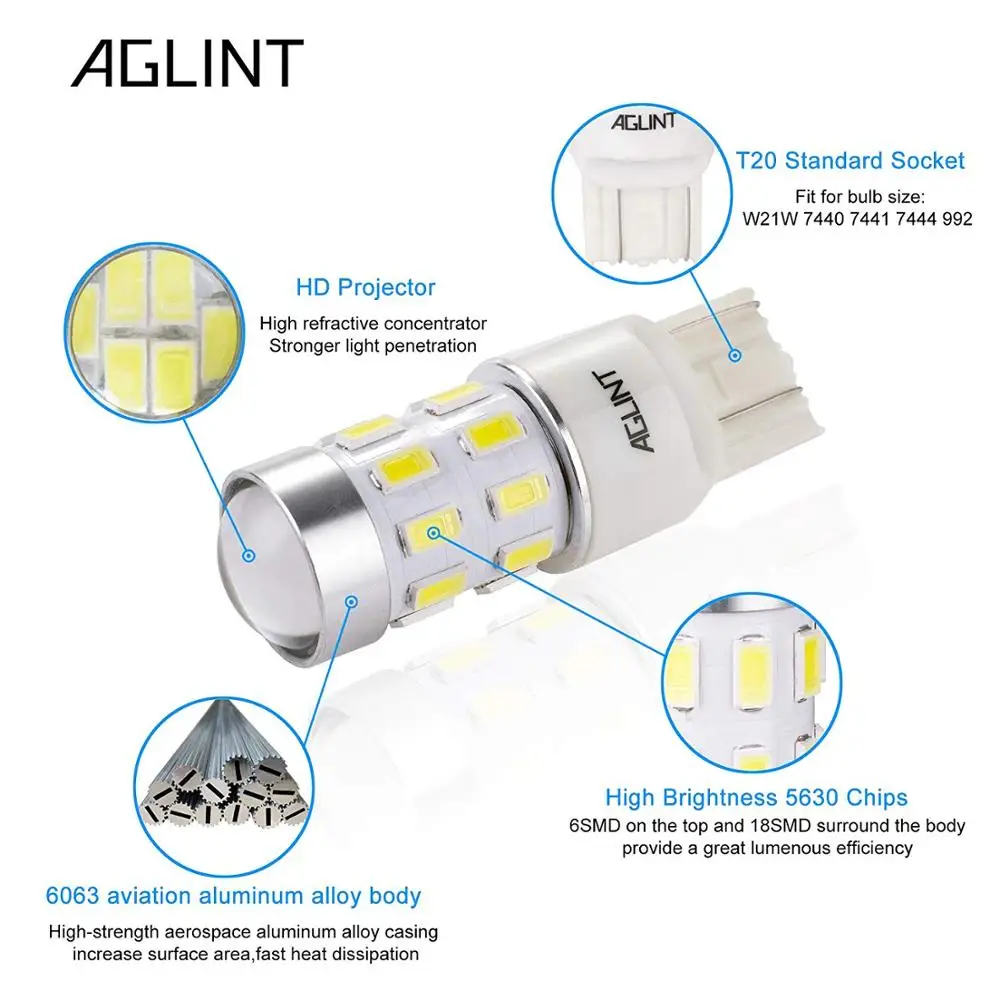 2 светодиодный т. Автомобильные светодиодные лампы 7440 W21/5W 7443 5630 24SMD 12 24