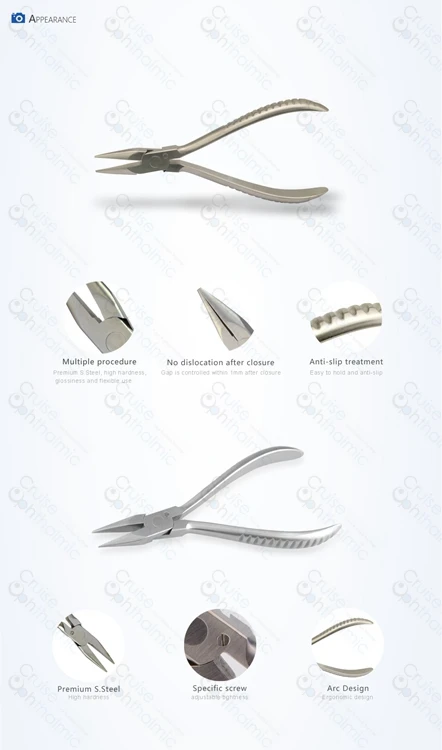 Плоские полукруглые носовые плоскогубцы для очков