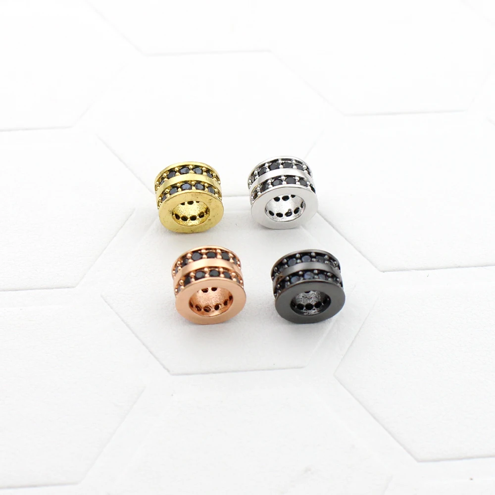 Plated DIY 4mm Hole Metal Spacer Copper Beads Micro Pave Zircon Round for Charms Jewelry Bracelet Making Accessories | Украшения и