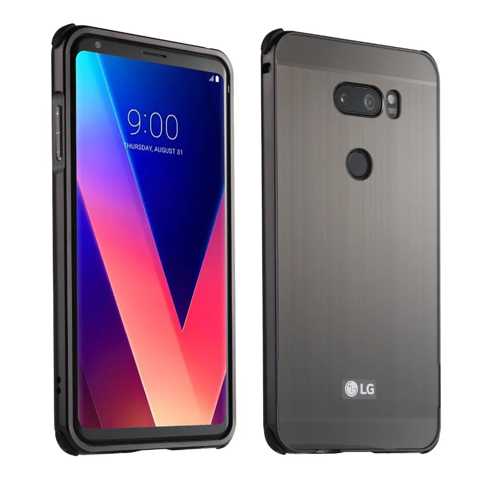 Для LG V10 V20 V30 чехол противоударный металлический алюминиевый бампер матовая