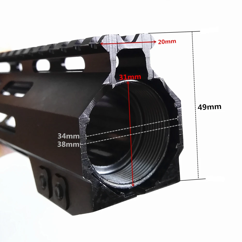 AR15 M-Lok Mlok " 9" 1" 12" 13," 15" 1" 19" тонкий свободный поплавок M-LOK рукоятка винтовка прицел крепление со стальной гайкой