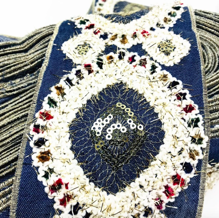 1 ярд miao hmong вышивка джинсовая ткань блестки кружево 9 см шитая отделка лента