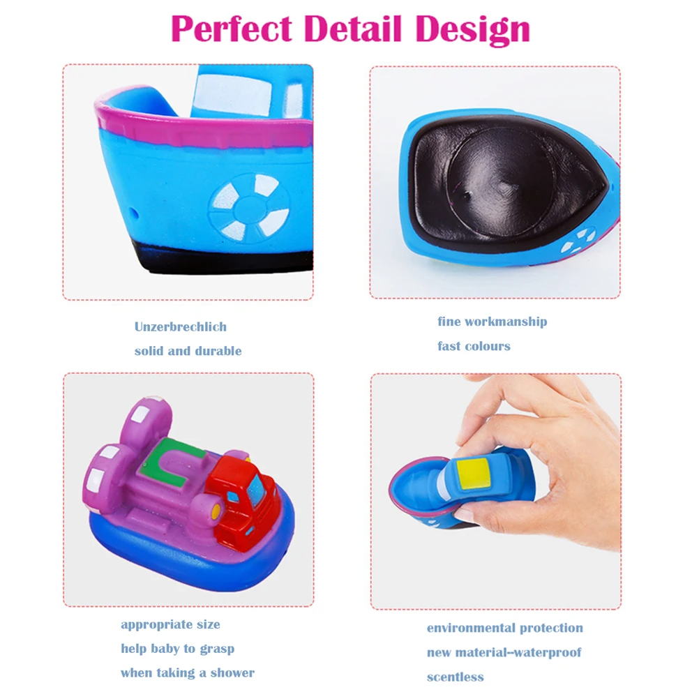 6 шт. Игрушки для ванны мультяшная лодка плавательные игрушки воды красочные