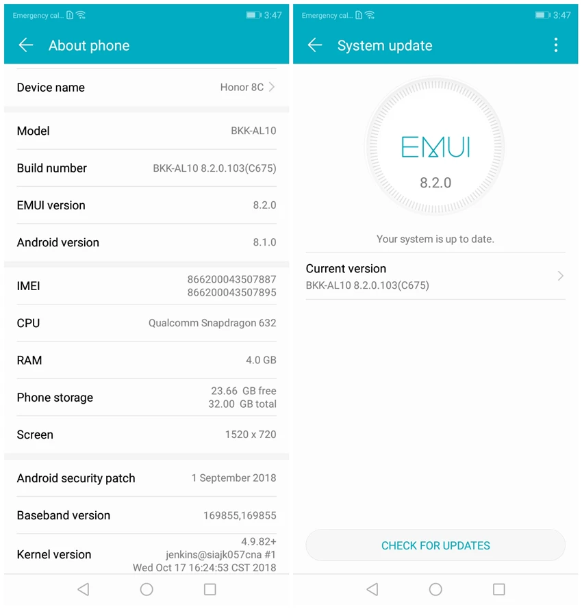 Honor 8C мобильный телефон Восьмиядерный 6,26 ''полный экран HD+ 1520x720 Qual-comm Snapdragon 632 Android 8,1 4000 мАч глобальная прошивка