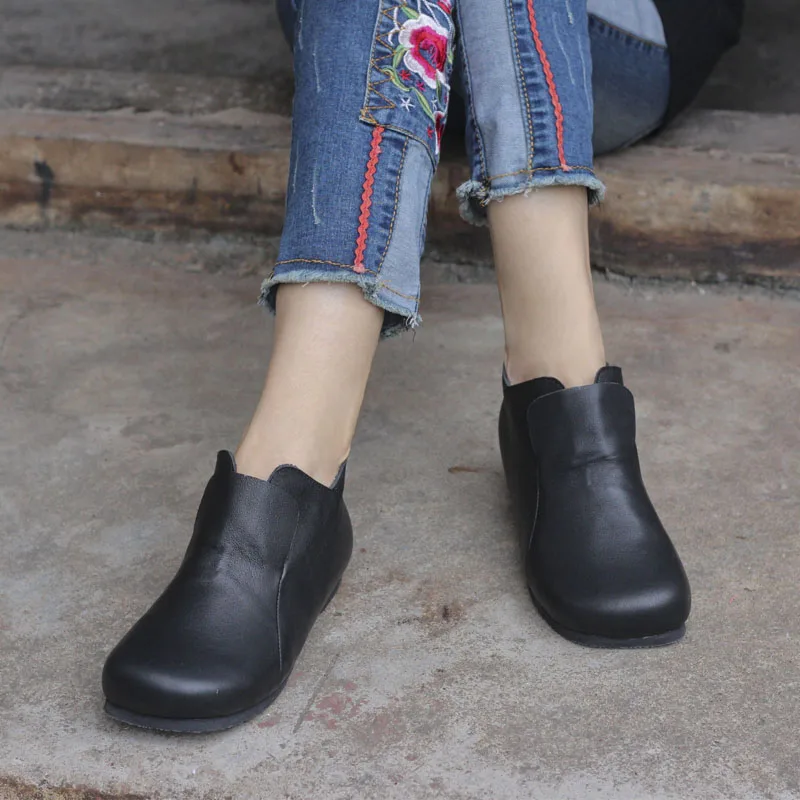Careaymade-Genuine leather Black shoes Pure handmade ankle boots The retro art mori girl Fashion woman warm | Обувь