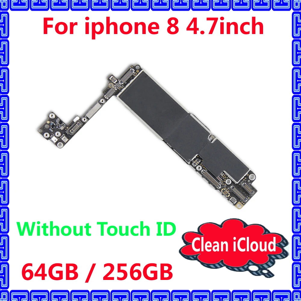 

Original IOS system logic board for iphone 8 Clean iCloud mainboard without touch ID,64GB 256GB good working motherboard+chips