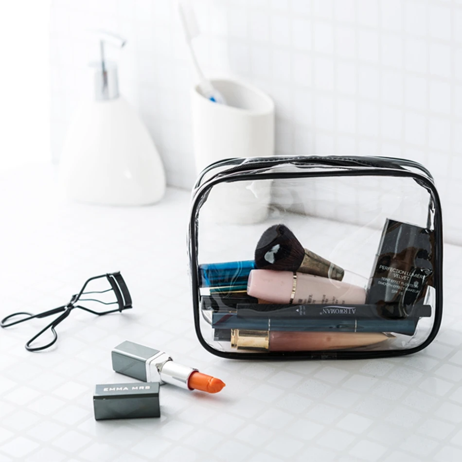 

Women Travel PVC Cosmetic Bags Transparent Clear Zipper Men Makeup Bags Organizer Beauty Toiletry Bag Bath Wash Make Up Case